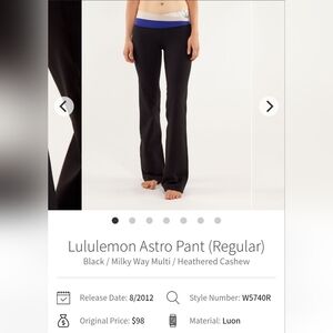 Lululemon Astro Pant Milky Way Black Size 8 Regular